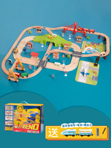 Wooden Electric Train Track Set Toy Childrens Assembly Blocks Track Car Toy Boys 2 Years Old Educational Toy Train Model