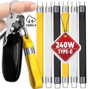 240W Nhanh Chóng sạc xe hơi Keychain 2-Trong-1 Có Thể Gập Lại Kẹp lò xo Keychain 48V/5A Type-C Hỗ Trợ Cáp USB 4.0 8K truyền tải video