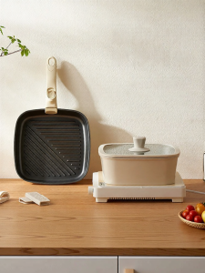 KIMS COOK | Stainless Steel Square Non-Stick Outdoor Hot Pot & Steak Pan Set