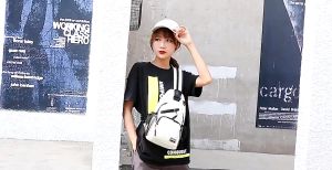 Multi Pockets Sling Backpack Casual Nylon Crossbody Bag Travel Hiking Daypack With Zipper Strap