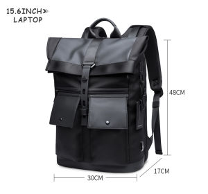 BANGE New 15.6 inch Black fashion Men Fashion Backpack Waterproof Backpack Multifunctional Travel Bag Casual School Rucksack
