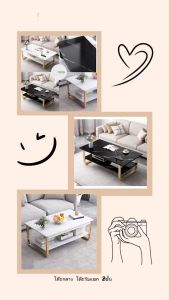 2 ชั้น โต๊ะกลาง รับแขก ลายหินอ่อน สวย หรู มีสไตล์ ตกแต่งได้หลายสไตล์