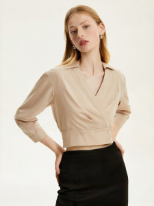 Vero Moda | Áo Nữ Elegance V-Neck 3/4 Tay Accentuating Waist Ngắn