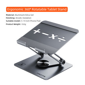 Cabletimes | CABLETIME Tablet Stand with 360°Rotating Base Adjustable Aluminum Foldable Desktop Stand Holder For Ipad Pro/Air/Mini Switch2 1