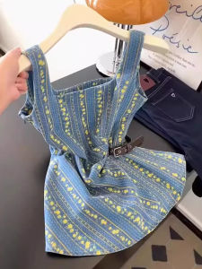 WANGGONGZHU | Floral Stripe Halter Vest Womens Summer Elegant Slimming Top Princess Style Commute Fashion Printed Regular Length Sleeveless