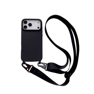 For iPhone 17 Pro Max Silicone Lanyard Phone Case For iPhone17 Air iP 17 ProMax Crossbody Necklace Cord Cover With Neck Strap
