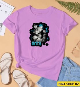 BINA SHOP 02-KAOS WANITA LENGAN PENDEK FICTURE BTS ALL/KAOS CWO OBLONG