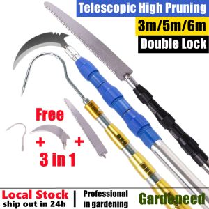 6.5M High Tree Branch Pruning Shears Saw 4 in 1 Telescopic Cutter Fruit Picker Steel Hooksaw Sickle gergaji dahan pokok
