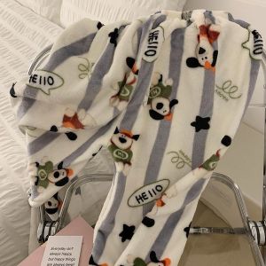 กางเกงลำลองลายการ์ตูนไซส์ใหญ่ 300 ปอนด์ อบอุ่น หลวม ใส่สบาย กางเกงขายาวทรงตรงสำหรับผู้ชาย ฤดูใบไม้ร่วง/ฤดูหนาว