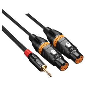Choseal | 3.5mm to Dual XLR Male Audio Cable for Amplifier Mixing Console Sound Card Microphone