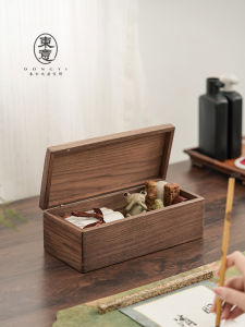 Dongyi Wenfang North America Black Walnut Wooden Storage Box Stamp Box Cultural Goods Storage Box with Lid Solid Wood Cultural Toys Box