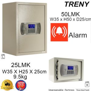 TRENY LCD Dual Locking Alarm Tow Key Electronic Safe Box-25LMK 50LMK Home security safe Wall safe