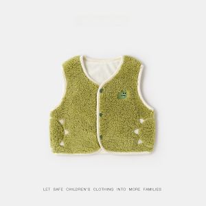 Dudujia Baby Fleece Lined Vest Winter Children Cartoon Clothes Thickened Korean Style Polyester Fiber A-Class Safety Standard
