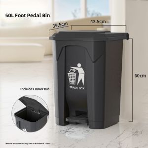 Outdoor Large Capacity Kitchen Trash Can Pedal Foot Operated Commercially Used Household Garbage Bin Plastic Long Cylinder