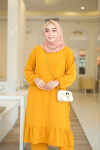 ANDARA ONE SET LONG TUNIK RAYON CRINKLE PREMIUM/ SETELAN WANITA MUSLIMAH KEKINIAN RUFFLE AIRFLOW