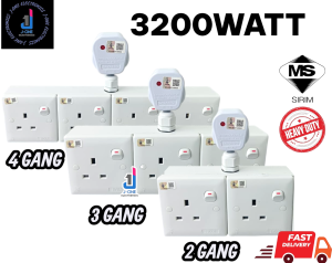WALL SOCKET ADAPTOR HEAVY DUTY Adaptor Extension Socket 2/3/4 Gang Wall Socket Converter T Adapter plug SIRIM