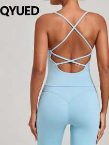 QYUED | Cross Strap Dry Fast Yoga Vest With Pads