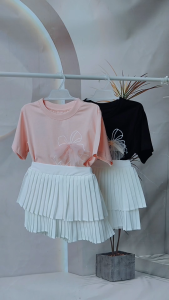 Cute 3D Tulle Bowknot Lace Design T-shirt Trendy Short Sleeve Sweet Style Casual Summer Outfit Blouse Tee