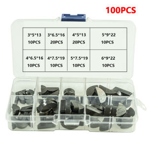 100pcs Carbon Steel Woodruff Key Assortment Kit M3 M4 M5 M6 8 Popular Sizes Of Half Moon Keys Keyway and Key Stock Set