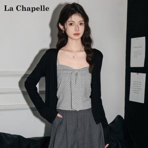 La Chapelle | Dot Design Bow Detail Summer Protection Blouse and Camisole Set