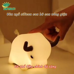 Đèn ngủ silicon cảm ứng  đèn ngủ trang trí hình con bê con nóng giận Winsun