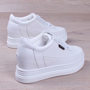 Leather Breathable Hidden Heel Black Shoes Womens Spring/Summer New Arrival Easiest for Match Leisure Platform Thick Sole Sports Board Shoes Womens Popular