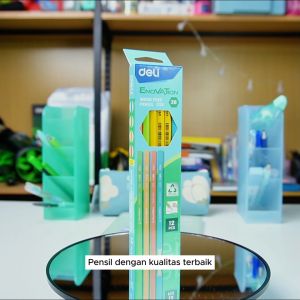 Deli Wood Free Pencil / Pensil 2B Isi 12 Ramah Lingkungan Bahan Daur Ulang EC28