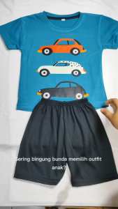 Setelan Baju Kaos Distro Anak Laki Laki Karakter Mobil Truck Anak Cowok Keren Usia 1 - 10 Tahun