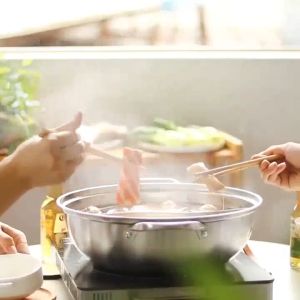 Panci Sekat Stainless Steel Anti Karat 28cm Dengan Penutup Kaca