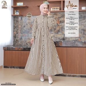 ABIA DRES - GAMIS KEKINIAN KATUN HARUKA KOTAK KOTAK LENGAN LONCENG RENDA BY ANNAIRA.ID
