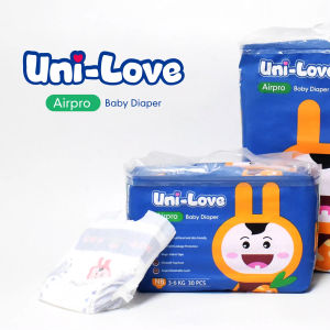 UniLove Airpro Baby Diaper 30s (Newborn) Pack of 1 - Hypoallergenic | Super Absorbent | Ultrasoft | Neutralizes PH Level | Double Leakguard | Taped type | Breathable