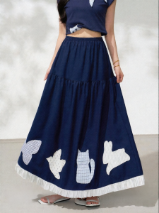 KEIKO | Embroidery Artistic Style Adjustable Waist Skirt