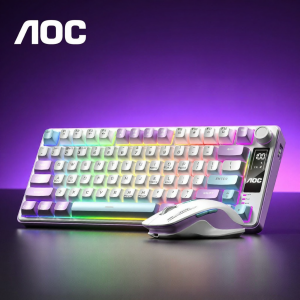 AOC | Three Mode Bluetooth and Wired Connection Keyboard and Mouse Set for Multi-Purpose and Women Silent
