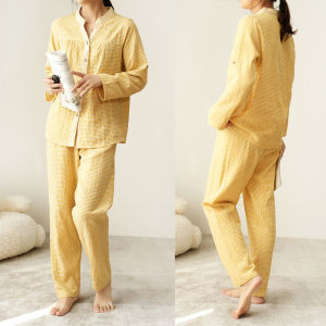 Women Cotton Pyjamas Thin Sleepwear Suit Comfortable Long Sleeved Nightclothes M L XL Size Loungewear