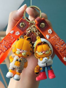 Creative Garfield Cat Keychain Cute Elementary School Student Backpack Pendant End of Term Graduation Small Gift Silicone Cartoon Series