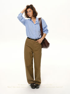 SHEITAOZI | Cotton Turn-down Collar Loose Simple Easy-match Long-sleeved Shirt