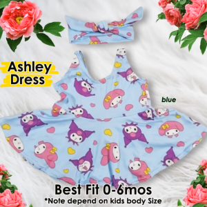 New Ashley Infant Dress with Headband Baby Girl Gift for 0-6mos Babies Cute Girl Dress Kids Turban Terno