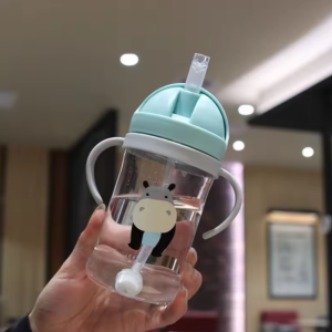 350ml Kids Drinking Cup Feeding Bottle With Straw Gravity Ball Wide Caliber Bottle