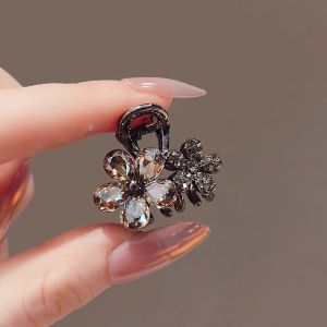 Crystal Flowers Shark Clip Small Size Fancy Hairpin Hair Volume Less Back Head Grip Half Tie Hair Plate Hair Clip