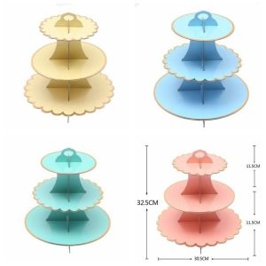 Gold-Stamped Paper Cake Stand Three-Layer Wedding Party Decoration Props Disposable Dessert Table Display Rack