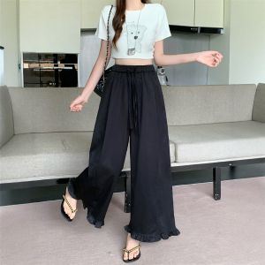 Quần Dài 3/4 Quần Rộng Phong Cách Casaul Cao Thắt Dây Slim Fit Kích Thước Lớn