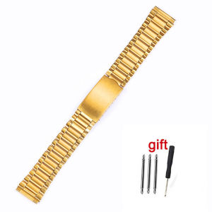 Stainless Steel Watch Band 12mm 14mm 18mm 20mm Metal Bracelet Folding Buckle Universal Watch Strap Silver Gold for Men Women