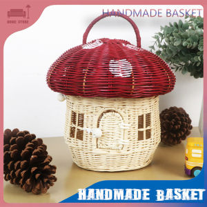 Rattan Handmade Basket Woven Castle Mushroom Vacation Picnic Baskets Props Beach Straw Bags Kids Acorns Handbag Woven Tote Bags