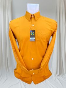 KEMEJA polos pria lengan panjang WARNA KUNING GOLD✅ kemeja formal reguler fitt (cod)✅