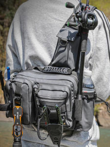 Multi-Functional Fishing Rod Bag Small Crossbody Backpack Single Shoulder Lure Camping Travel Gear Storage Pouch Outdoor Activities