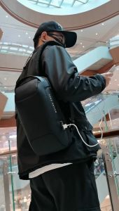 Bange Rambo Sling Bag Shoulder Crossbody Anti-theft Lock Fashion Chest Waterproof USB Men Beg Silang Lelaki 防水胸包单肩包斜跨包