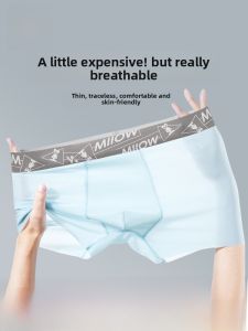 Miiow | Mens Ice Silk Underwear 2025 New Summer Thin Seamless Breathable Boxer Shorts Soft Skin-Friendly Four Corner Pants