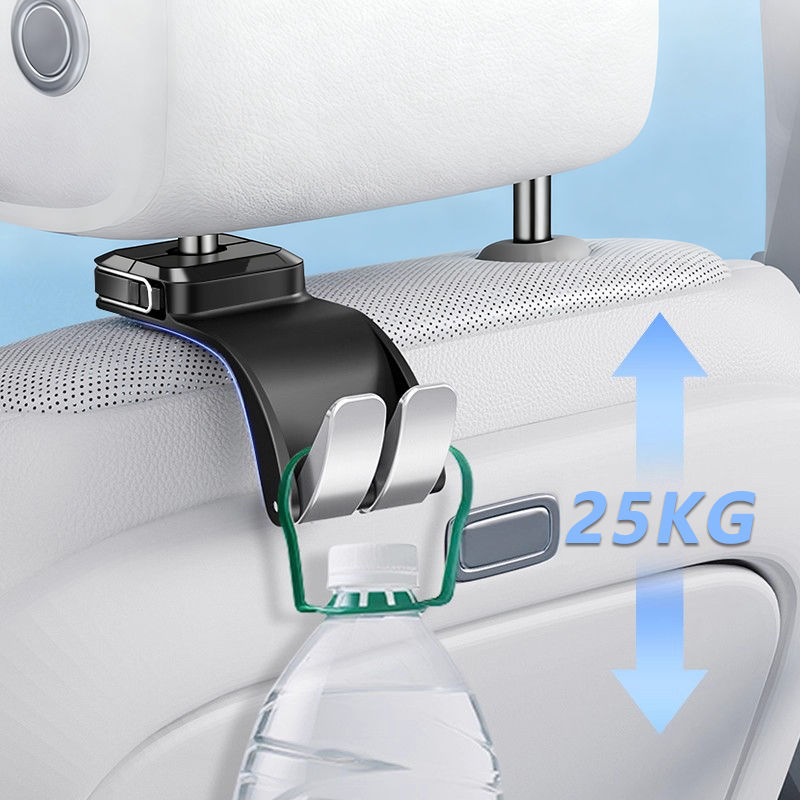 SEAMETAL Car Seat Double Hook Car Headrest Hanging Storage Hook 25KG Load-Bearing Car Hook Hanger Organizer Accessories