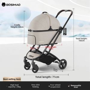 BOSIMAO | Detachable Portable Pet Stroller for Small Dogs and Cats Foldable