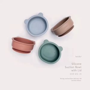 MD - Keola Premium Silicone Suction BEAR Baby Bowl with Lid | Mangkok MPASI Bayi dan Anak dengan Tutup